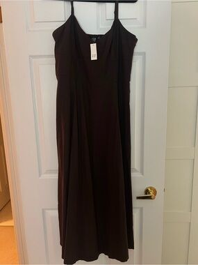 GAP Brown Maxi linen Dress with Spaghetti Straps